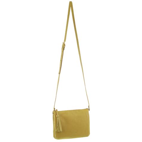 Pierre Cardin Leather Tassel Crossbody Bag in Yellow .